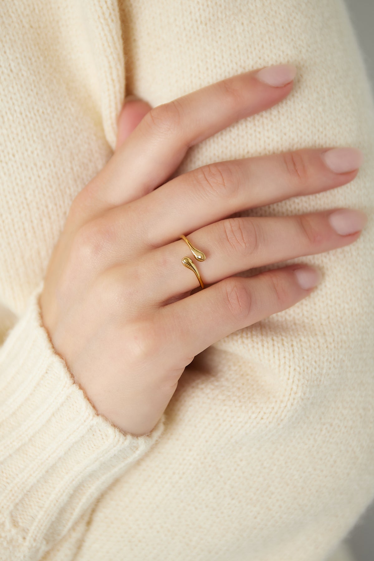 Bague Ouverte Basique - acier inoxydable doré