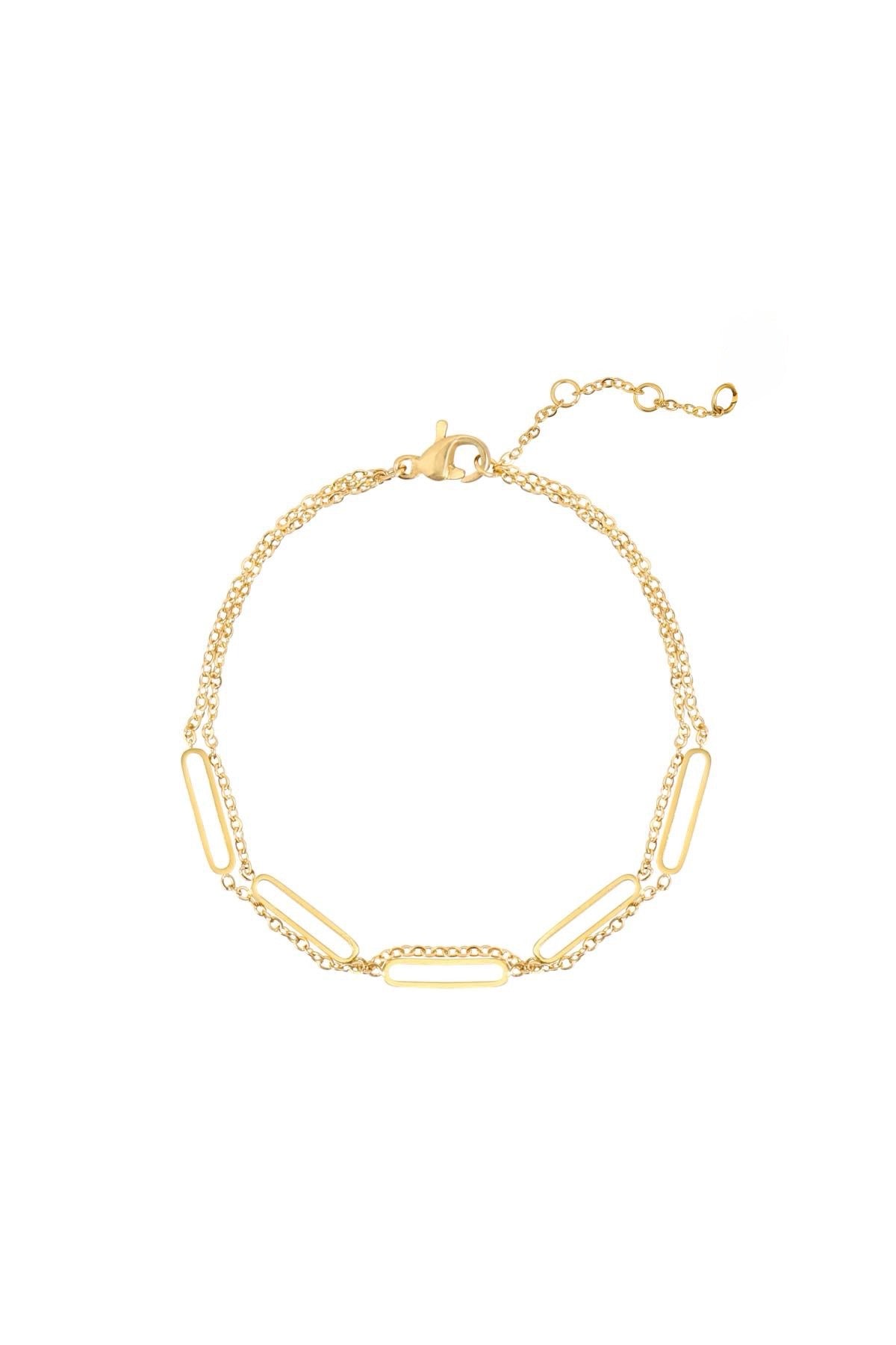 Bracelet Double Chaîne avec Maillons – acier inoxydable doré