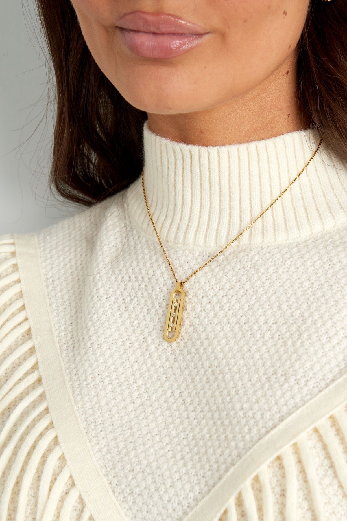 Collier Maillon Scintillant - acier inoxydable doré