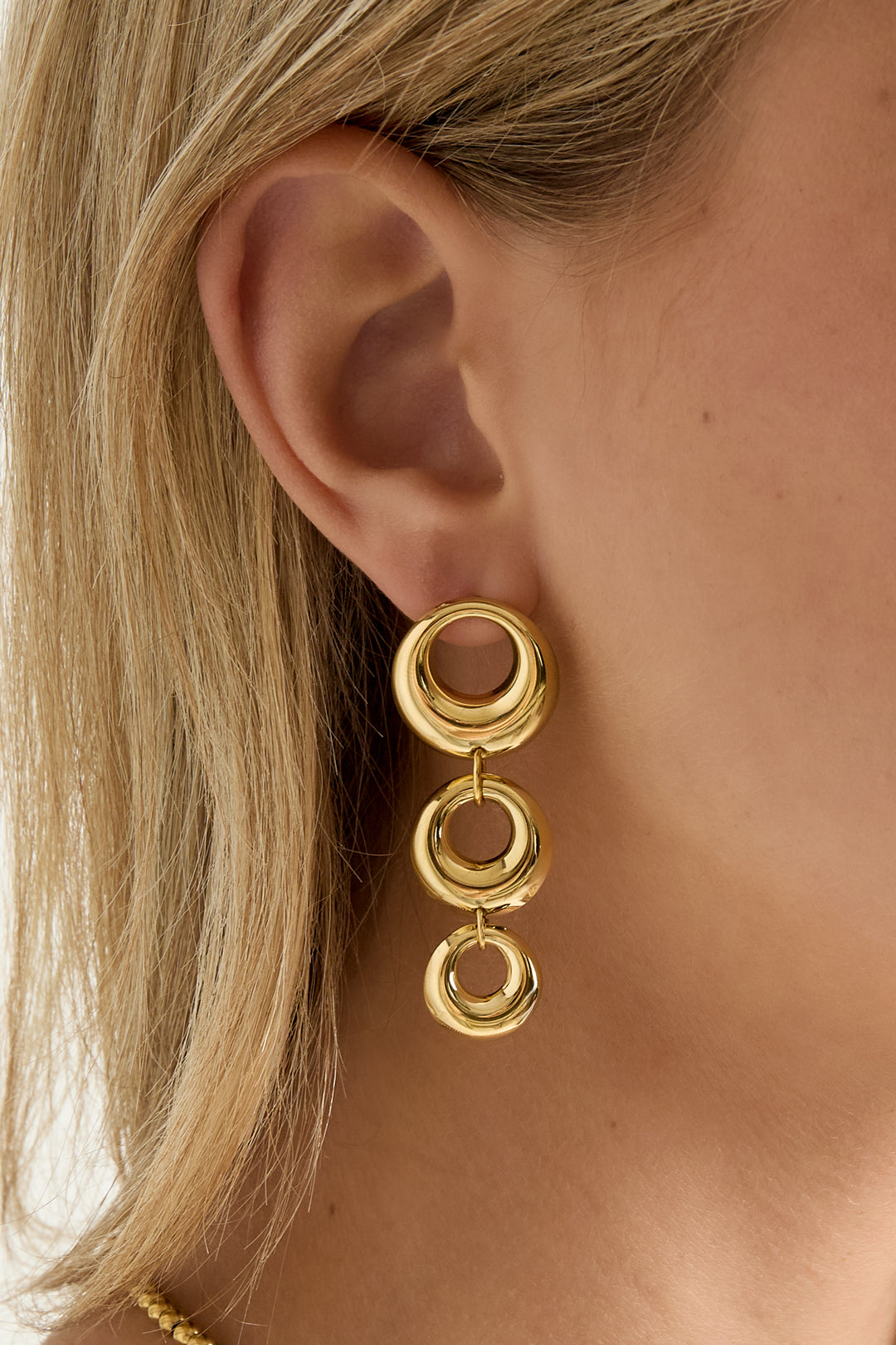 Boucles d'Oreilles Pendantes Cercle - acier inoxydable doré