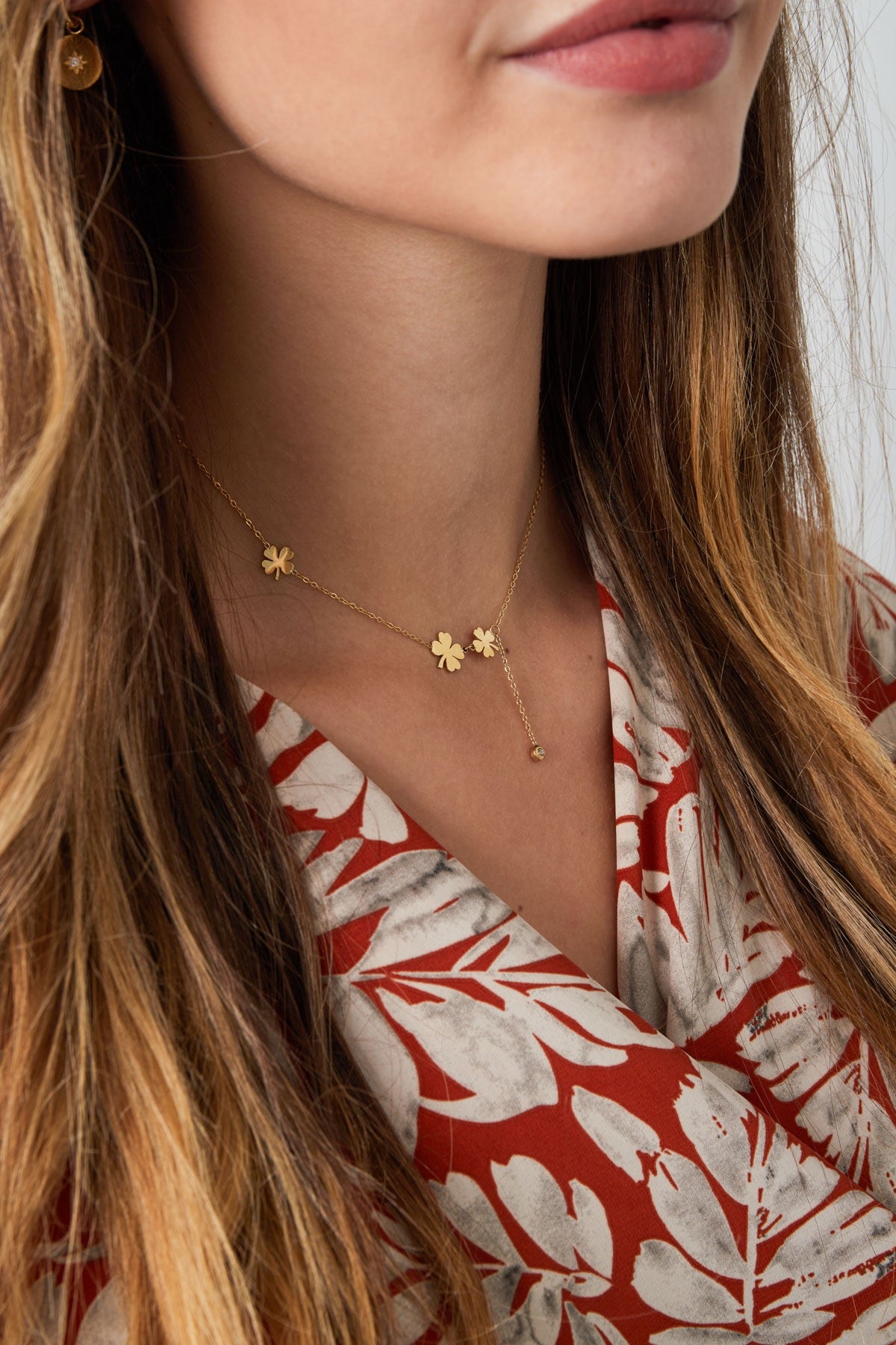 Collier Trèfles – acier inoxydable doré