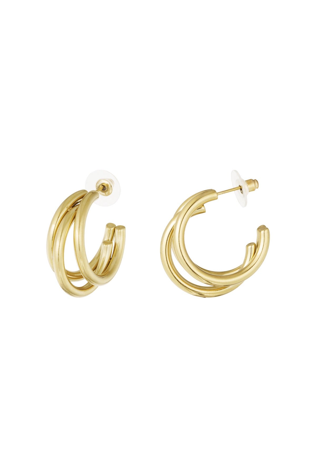 Boucles d’Oreilles Triple Anneaux - acier inoxydable doré