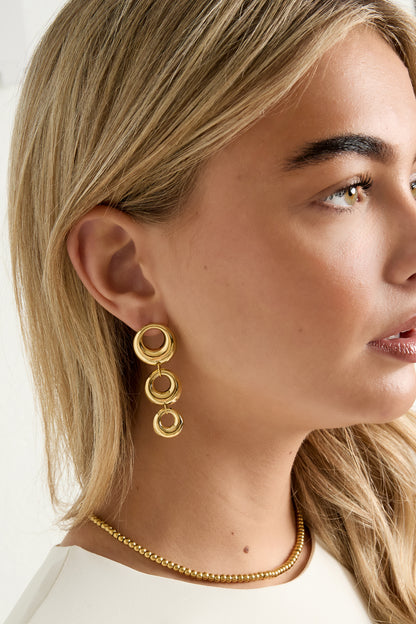 Boucles d'Oreilles Pendantes Cercle - acier inoxydable doré