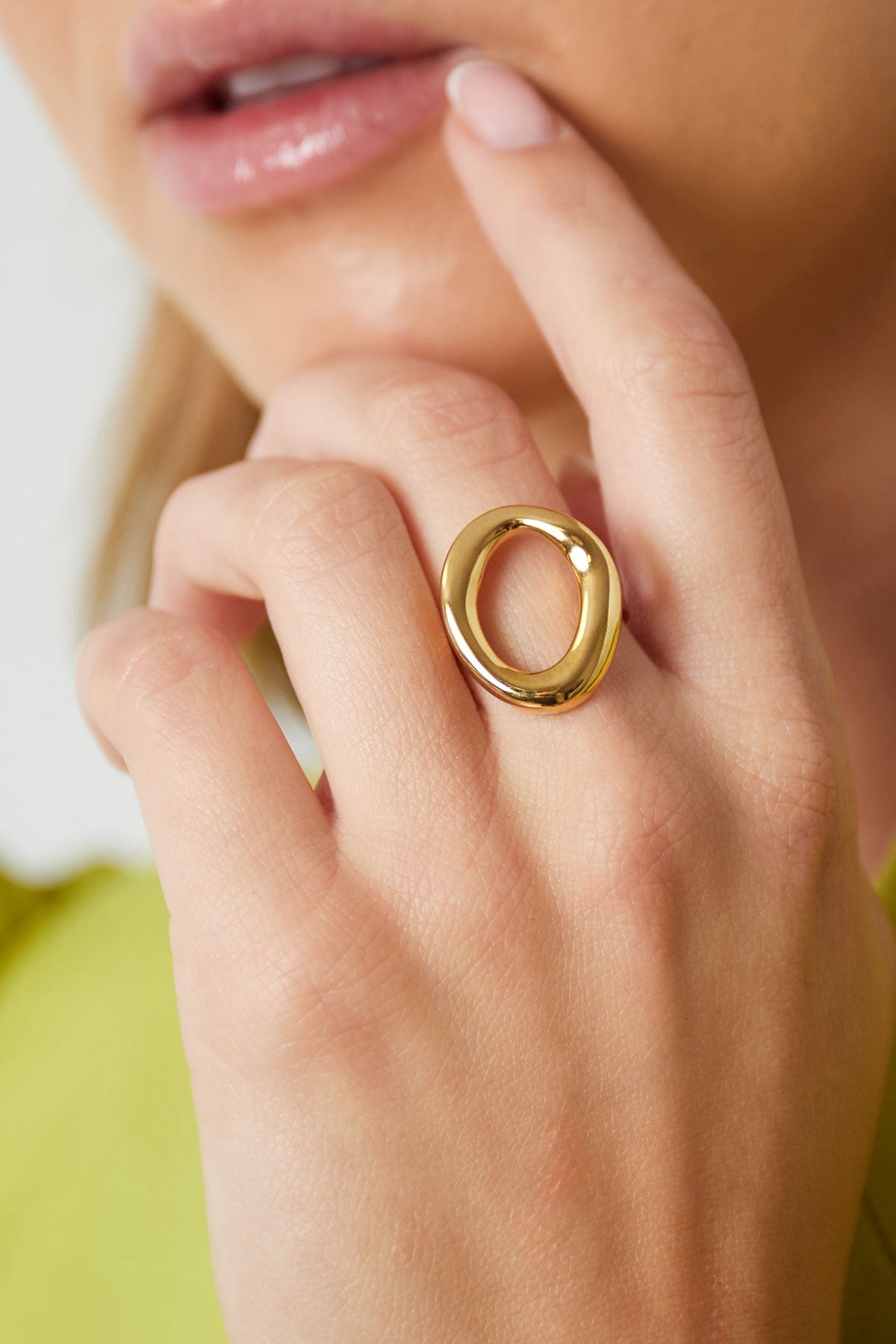 Bague Cercle Organique - acier inoxydable doré