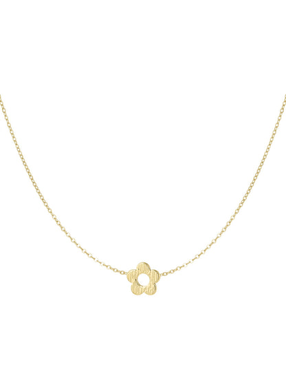 Collier Fleur - acier inoxydable doré