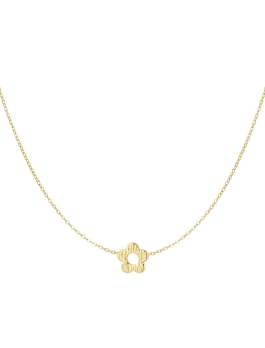 Collier Fleur - acier inoxydable doré