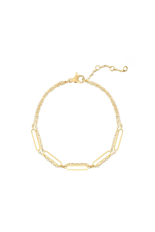 Bracelet Double Chaîne avec Maillons – acier inoxydable doré