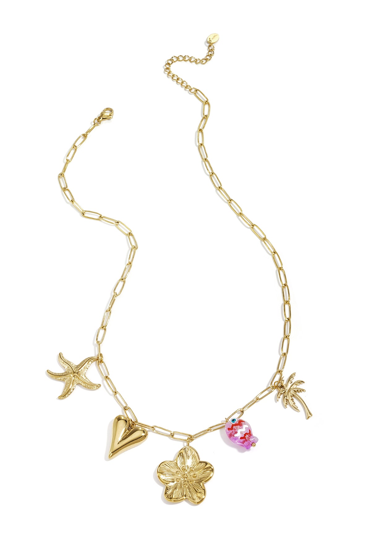 Collier Gros Maillons & Breloques - acier inoxydable doré