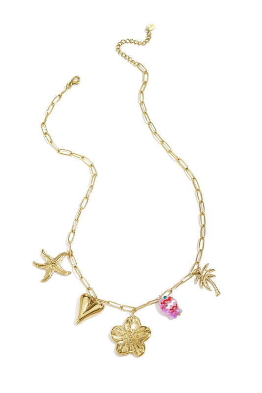 Collier Gros Maillons & Breloques - acier inoxydable doré