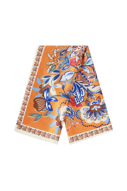 Foulard Soleil Bohème – Carré satiné orange