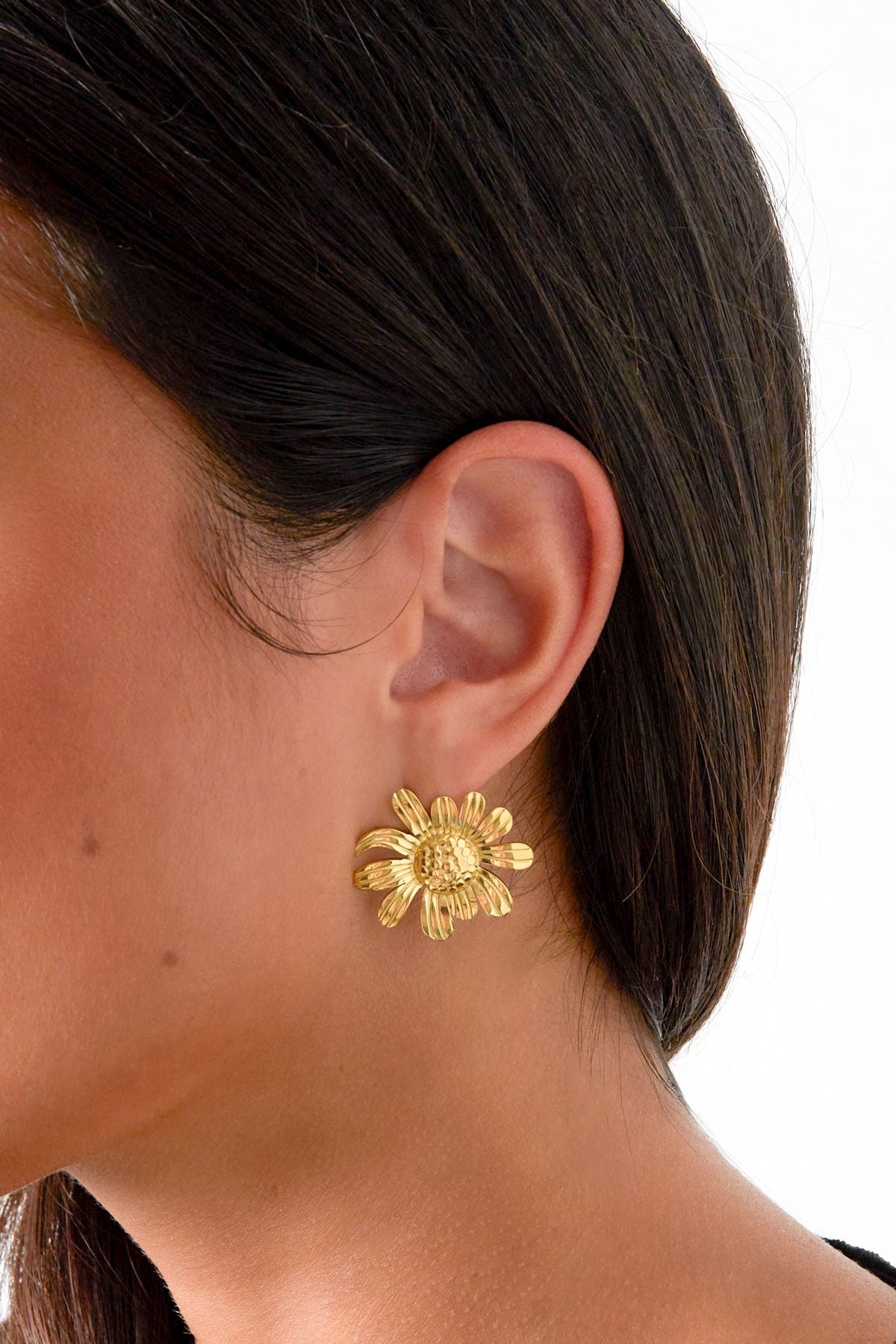 Boucles d’Oreilles Daisy - acier inoxydable doré