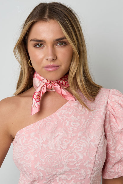 Foulard Jardin de Sakura – Carré satiné rose