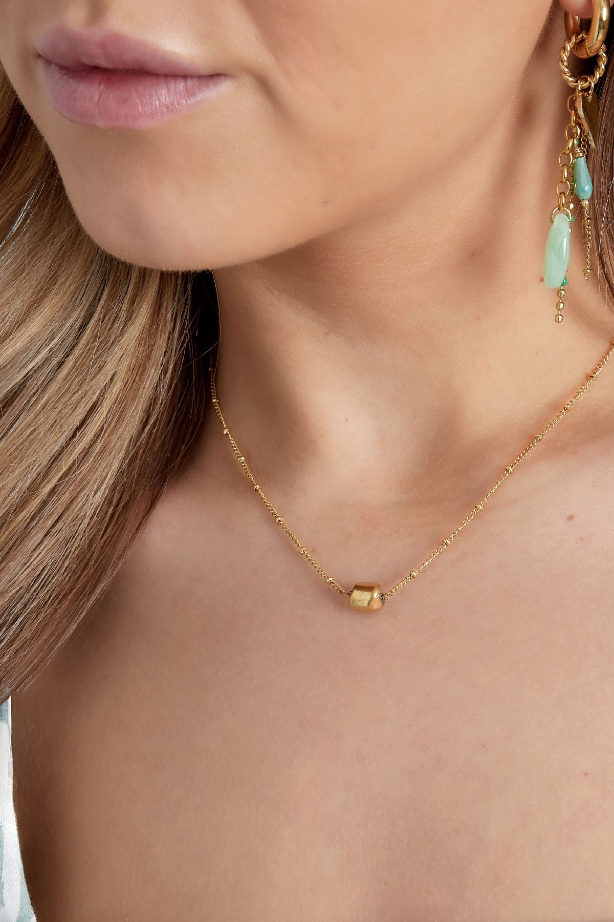 Collier Pierre dorée - acier inoxydable doré