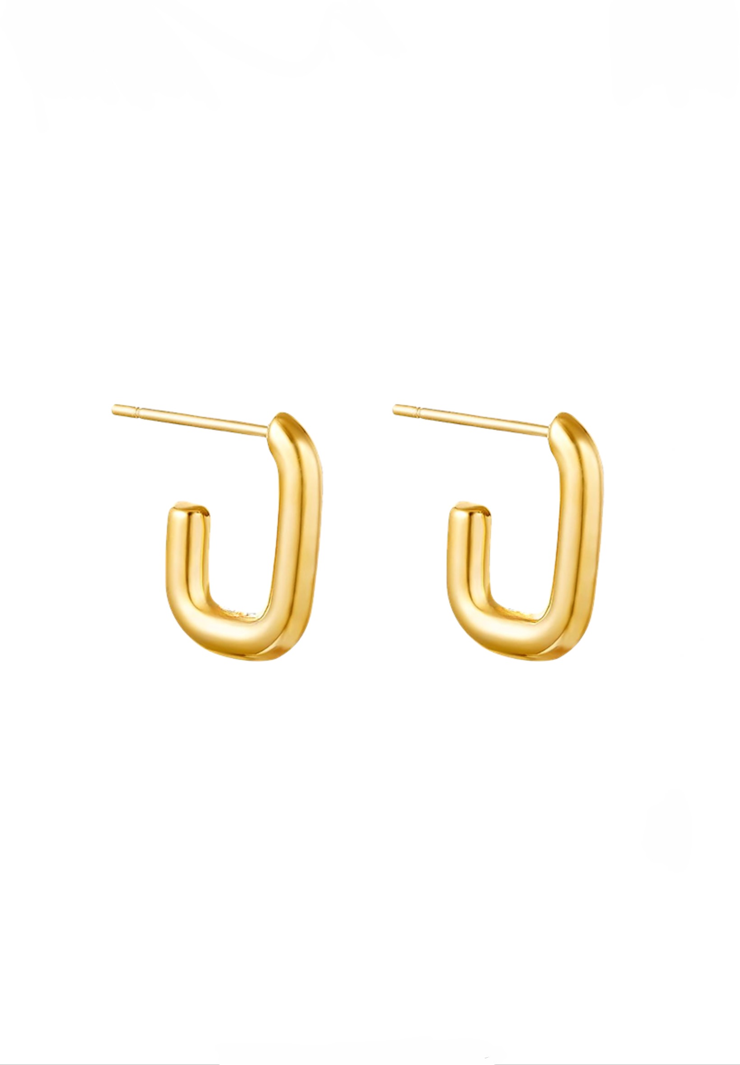 Boucles d’Oreilles Petits Rectangles Ouverts - acier inoxydable doré
