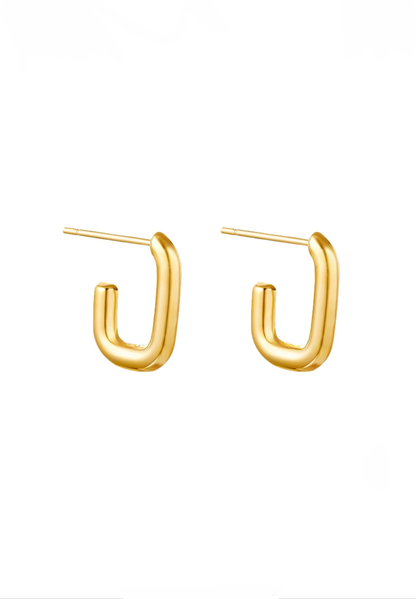 Boucles d’Oreilles Petits Rectangles Ouverts - acier inoxydable doré