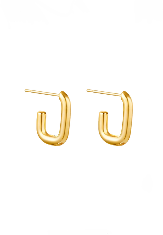 Boucles d’Oreilles Petits Rectangles Ouverts - acier inoxydable doré