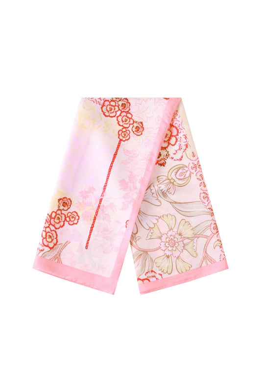 Foulard Jardin de Sakura – Carré satiné rose