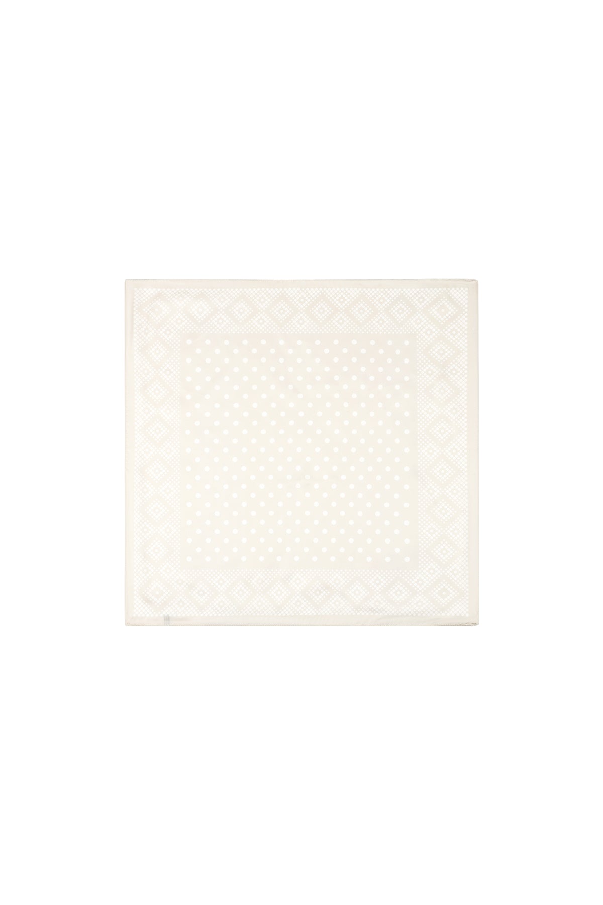 Polka Dot Scarf - Ecru Satin Square