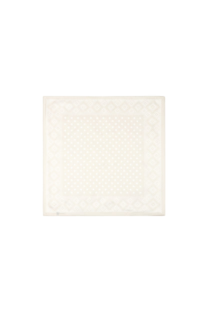 Polka Dot Scarf - Ecru Satin Square