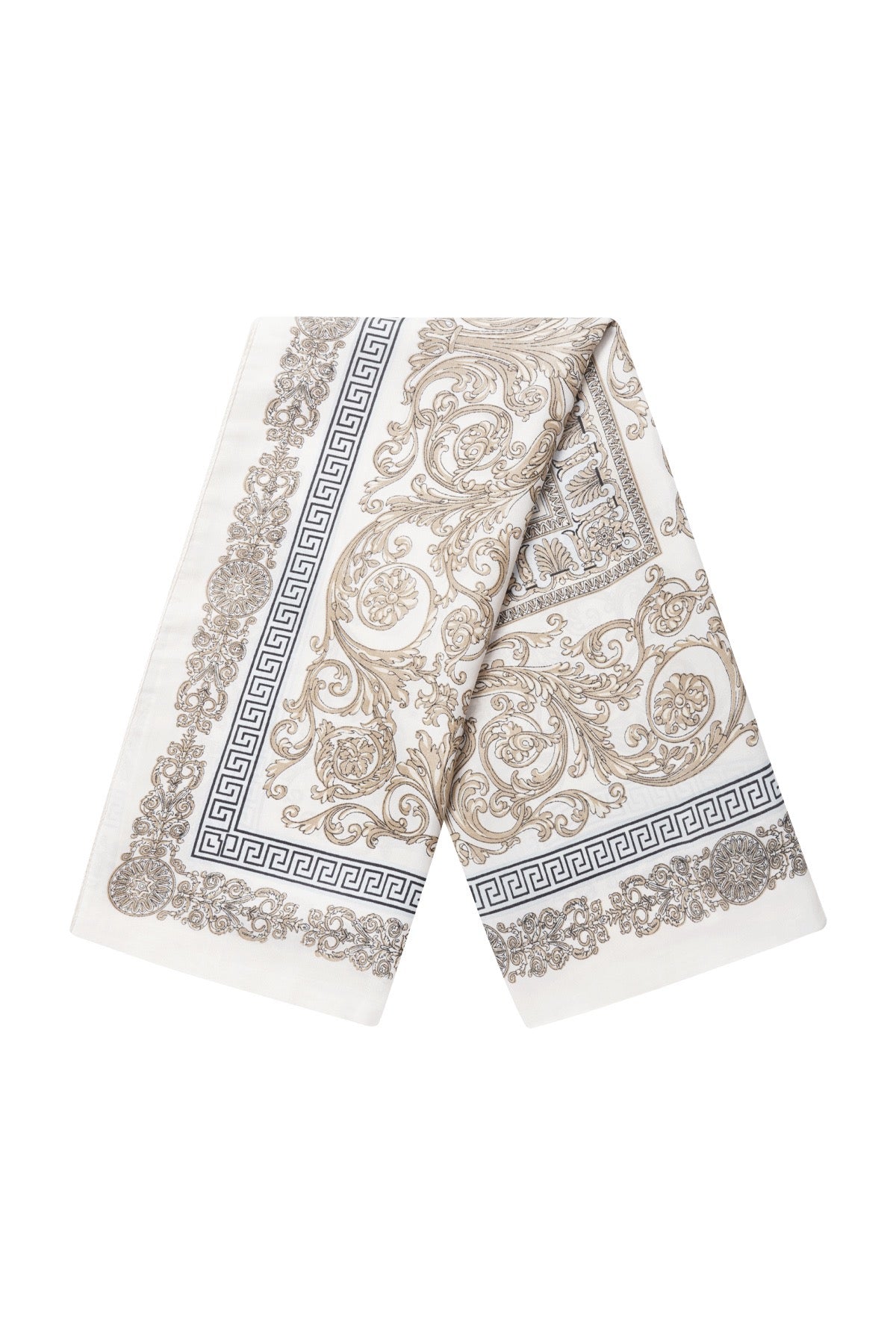 Foulard Rêve Ivoire – Carré satiné beige et doré