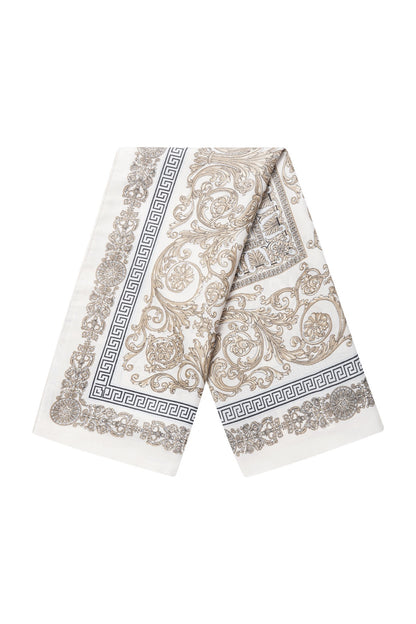 Foulard Rêve Ivoire – Carré satiné beige et doré