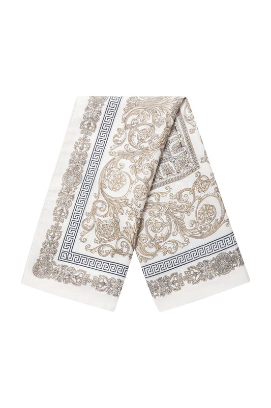 Foulard Rêve Ivoire – Carré satiné beige et doré