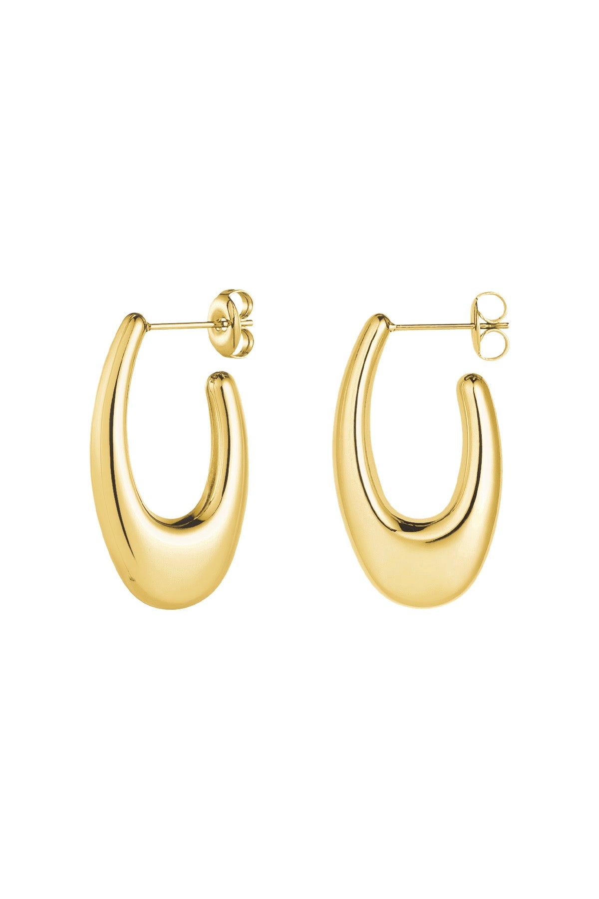 Boucles d’Oreilles Ovales Allongés - acier inoxydable doré