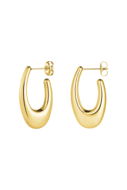 Boucles d’Oreilles Ovales Allongés - acier inoxydable doré