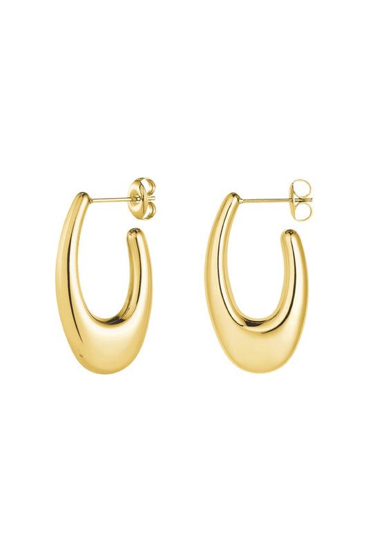 Boucles d’Oreilles Ovales Allongés - acier inoxydable doré