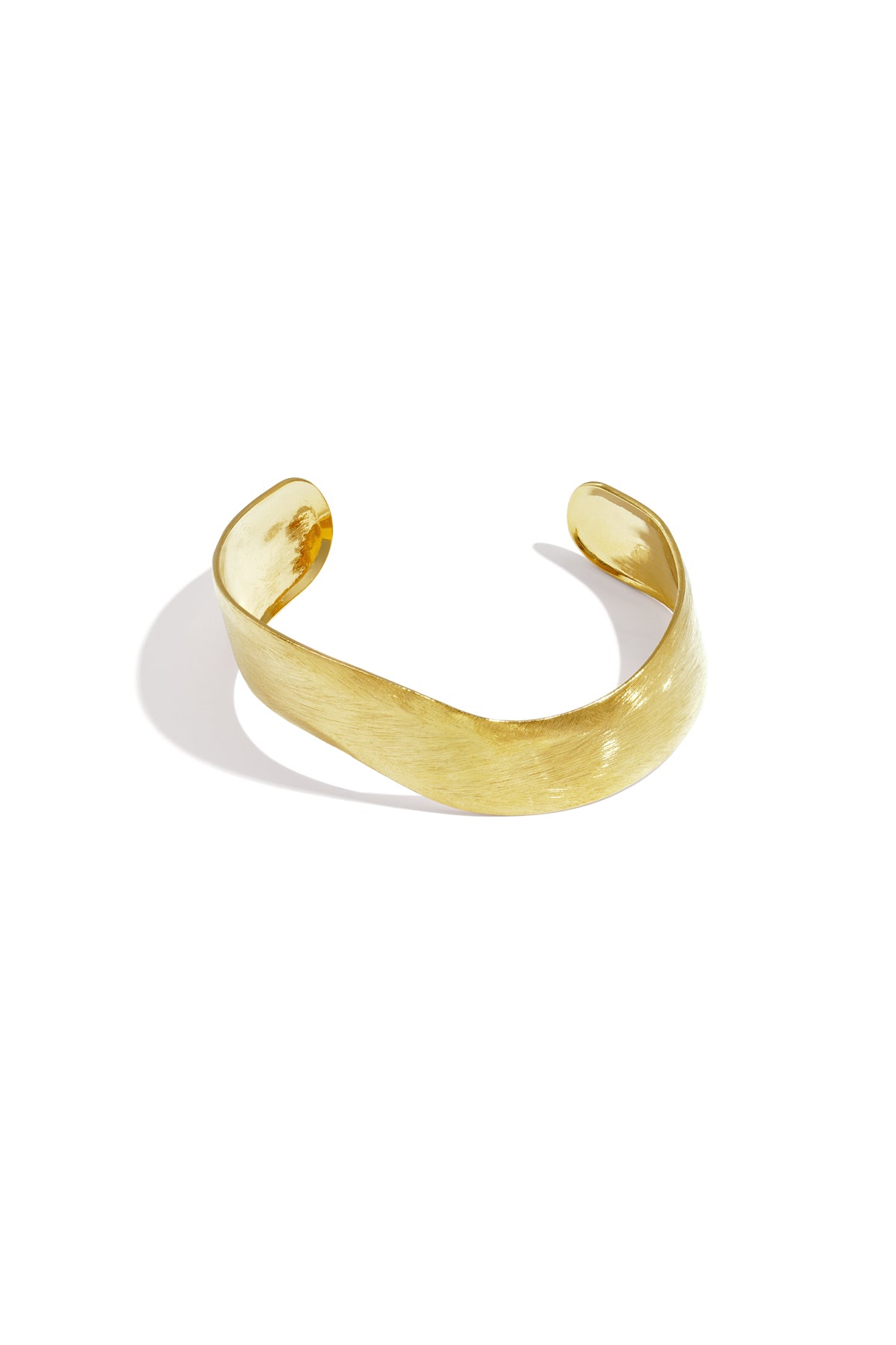 Bracelet Manchette Sculptural - acier inoxydable doré