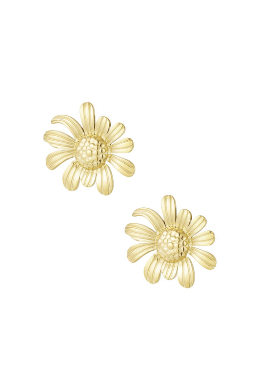 Boucles d’Oreilles Daisy - acier inoxydable doré