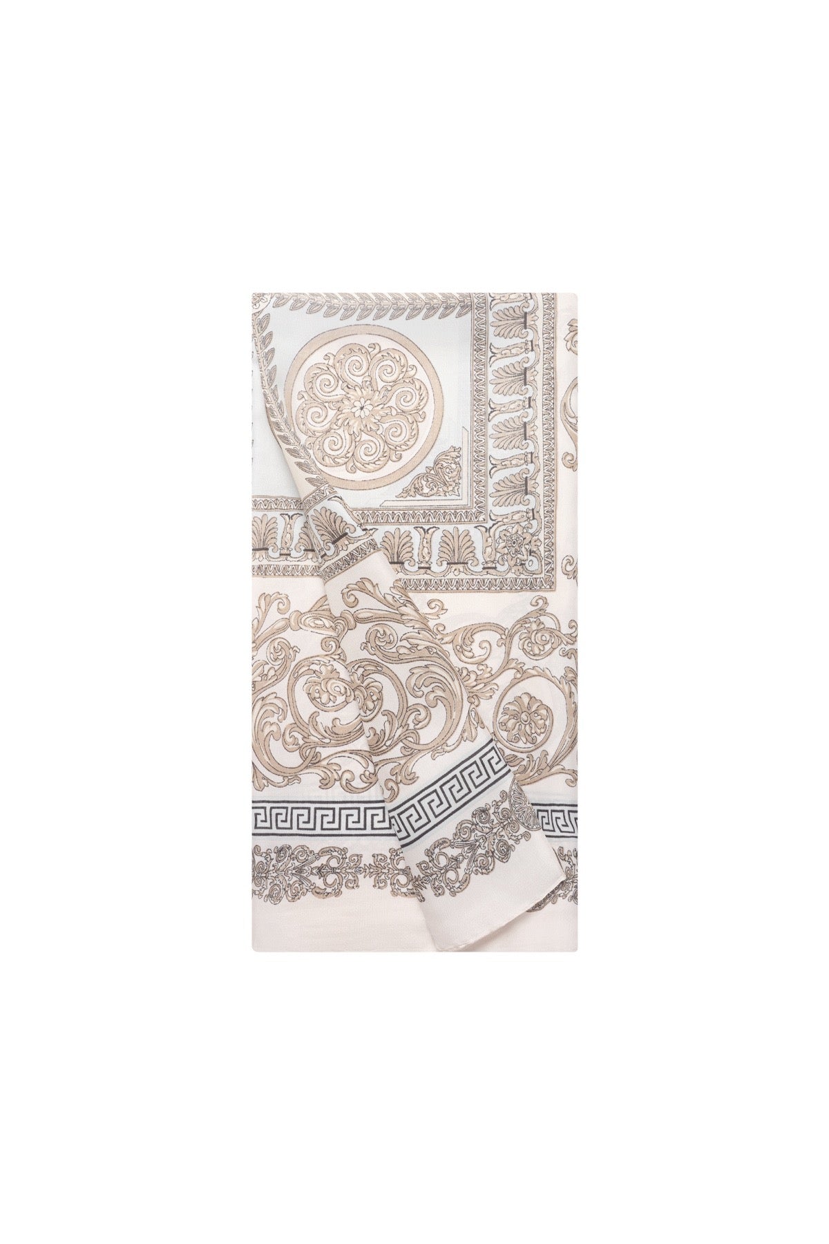 Foulard Rêve Ivoire – Carré satiné beige et doré