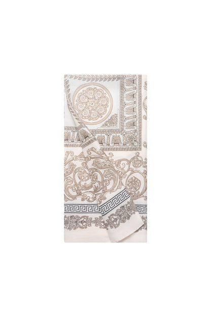 Foulard Rêve Ivoire – Carré satiné beige et doré