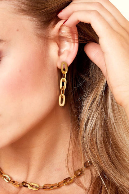 Boucles d’Oreilles Chaînes de Maillons - acier inoxydable doré