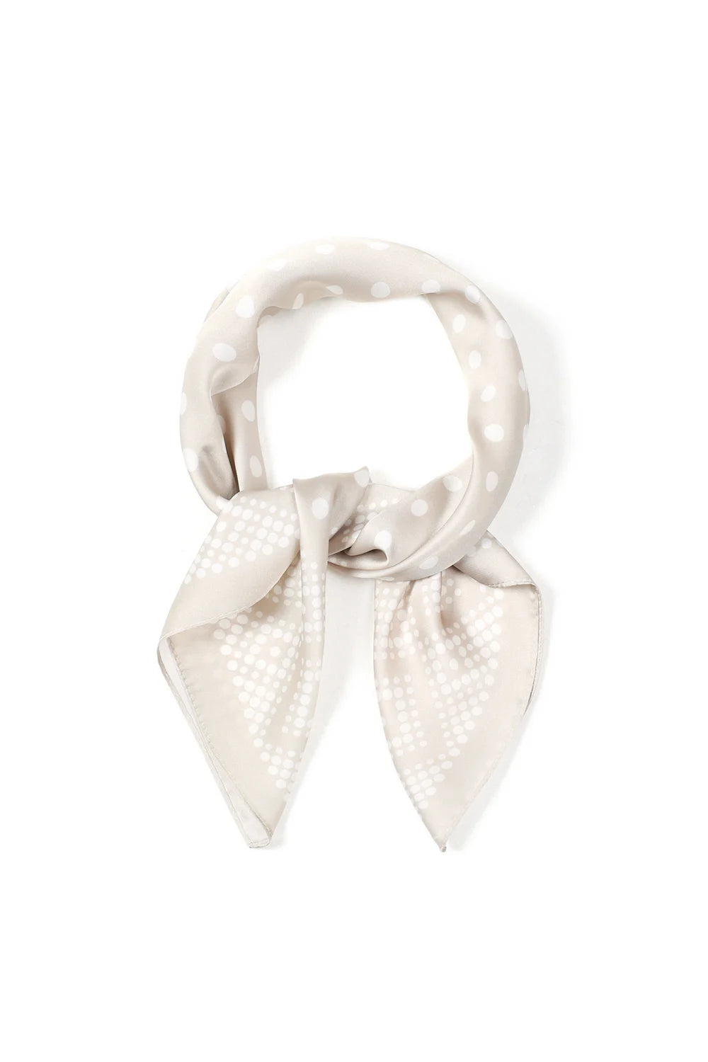Polka Dot Scarf - Ecru Satin Square