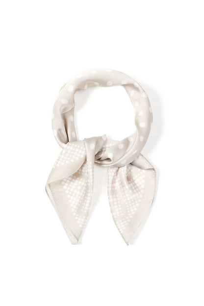 Polka Dot Scarf - Ecru Satin Square
