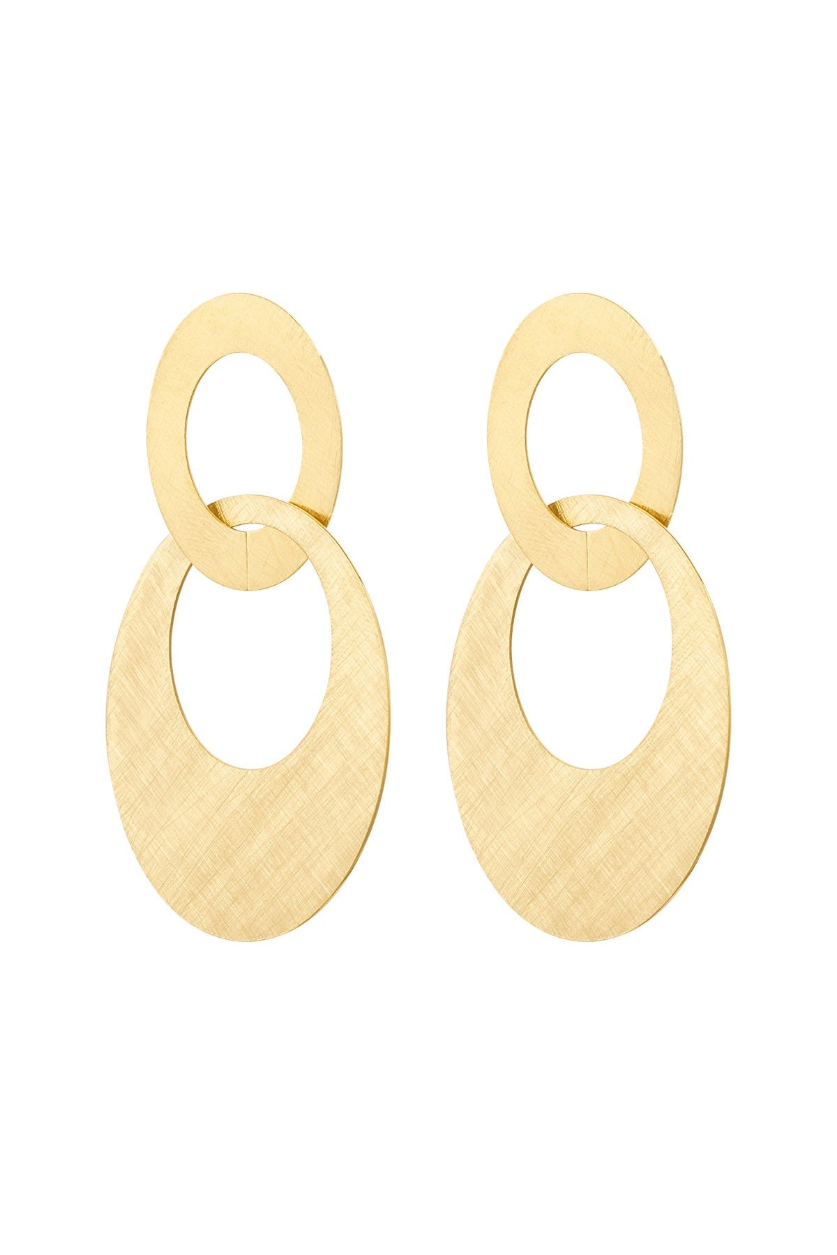 Boucles d’oreilles Doubles Anneaux texturés - acier inoxydable doré