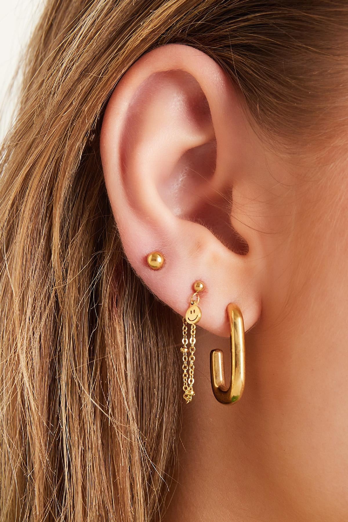 Boucles d’Oreilles Petits Rectangles Ouverts - acier inoxydable doré