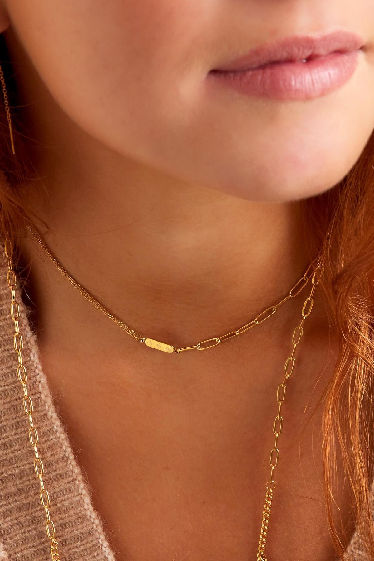Collier Duos de Chaînes - acier inoxydable doré
