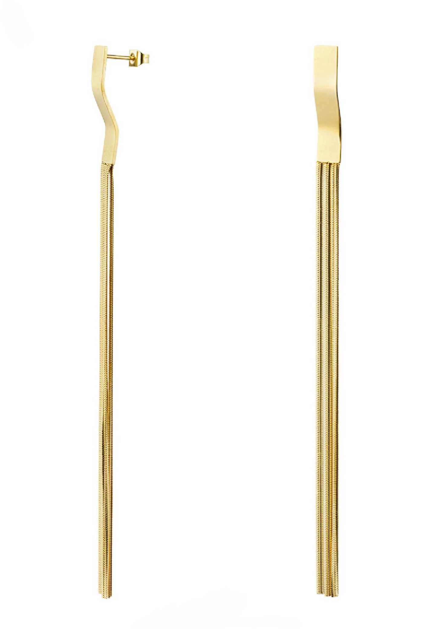 Boucles d’Oreilles Fils Pendants - acier inoxydable doré