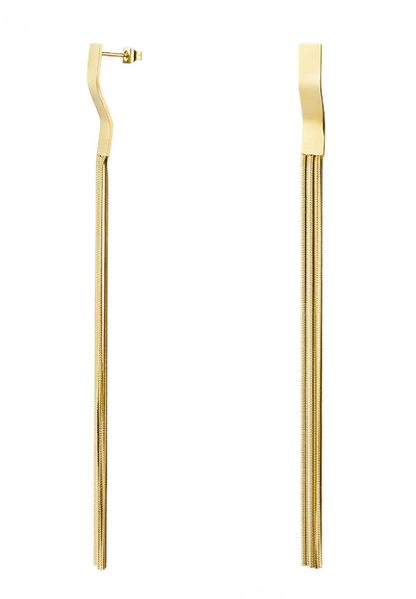 Boucles d’Oreilles Fils Pendants - acier inoxydable doré