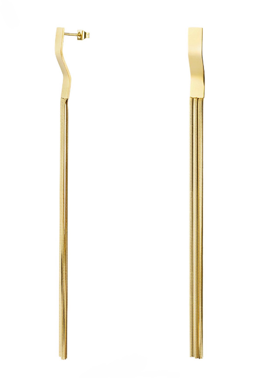 Boucles d’Oreilles Fils Pendants - acier inoxydable doré