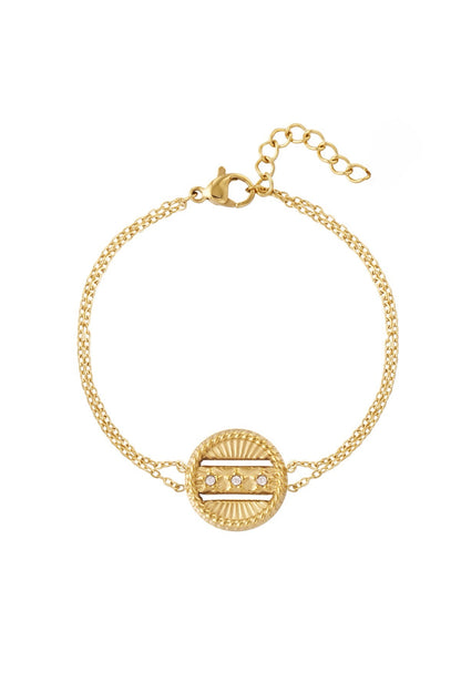 Bracelet Rond à Strass - acier inoxydable doré