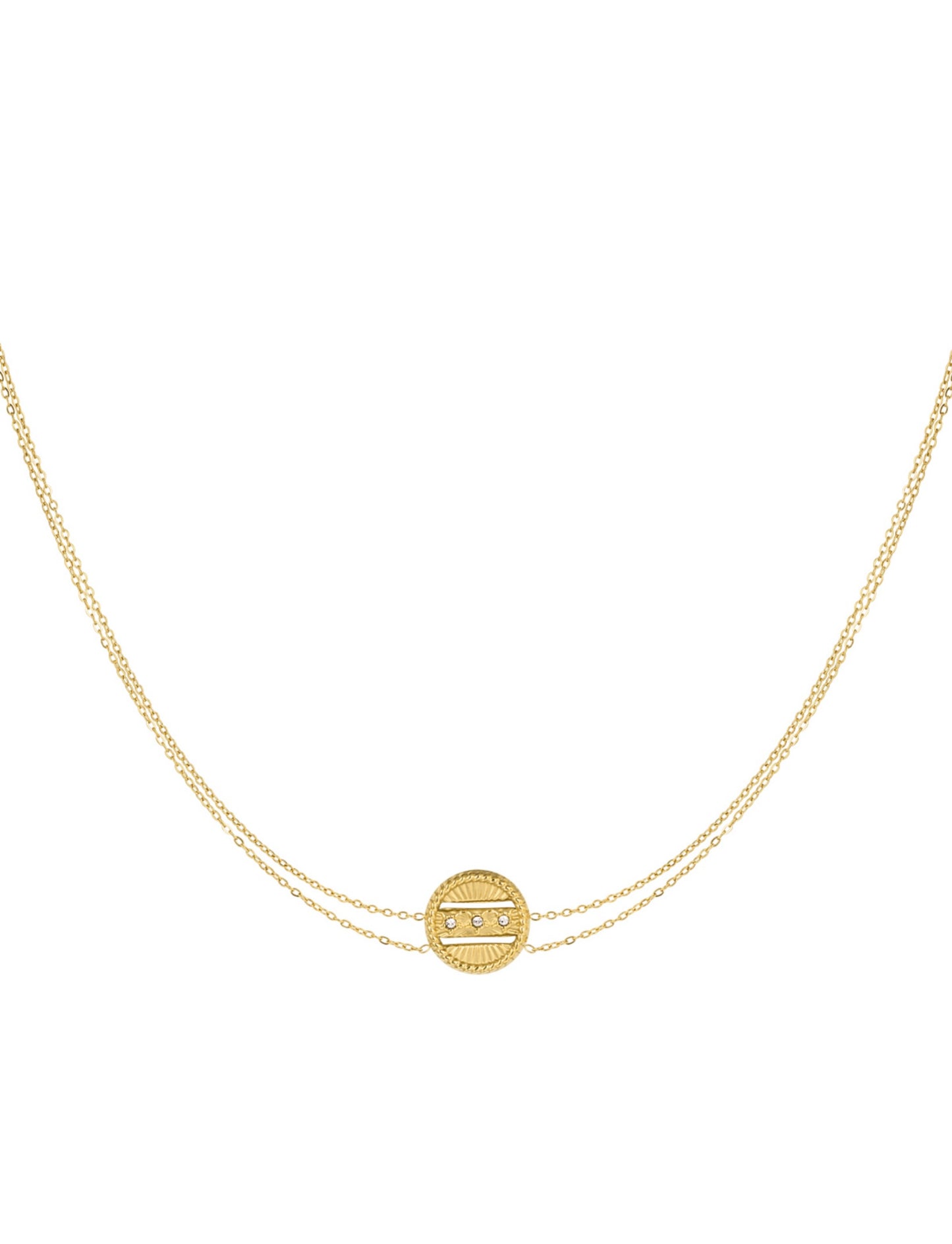 Collier Rond à Strass - acier inoxydable doré