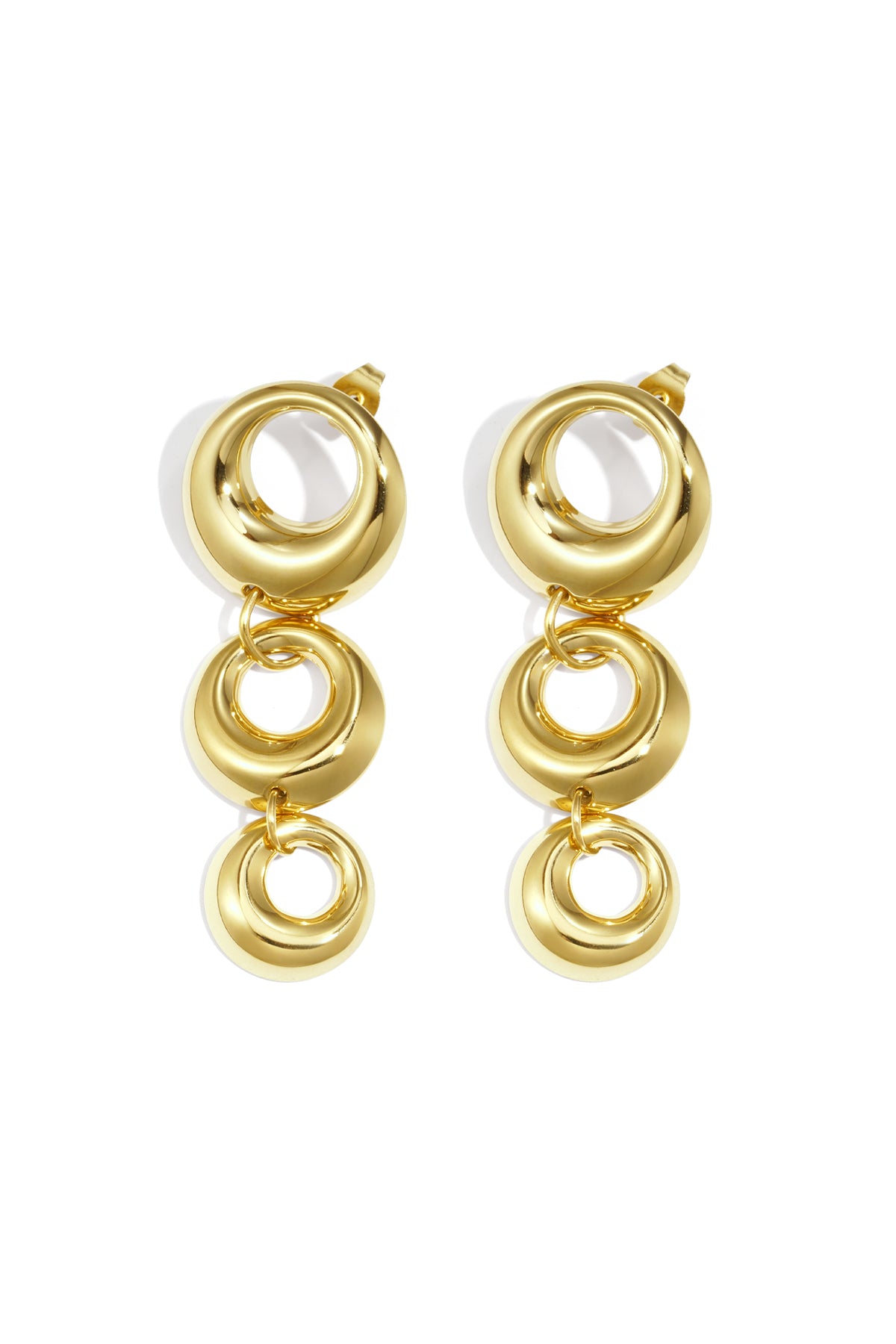 Boucles d'Oreilles Pendantes Cercle - acier inoxydable doré
